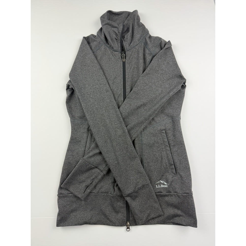 L.L.Bean Women's XS Full Zip Performance Jacket‎ Gray Thumbhole Activewear